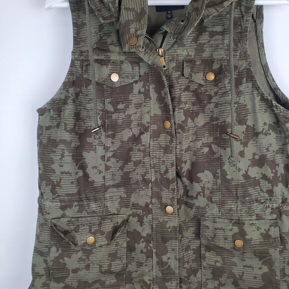 Lemon Tart Vest Medium Camo Hooded Full zip‎ Moss Green utility style Gorpcore - Picture 7 of 7